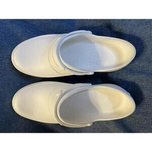 CROCS White Clog Mules with Black Soles